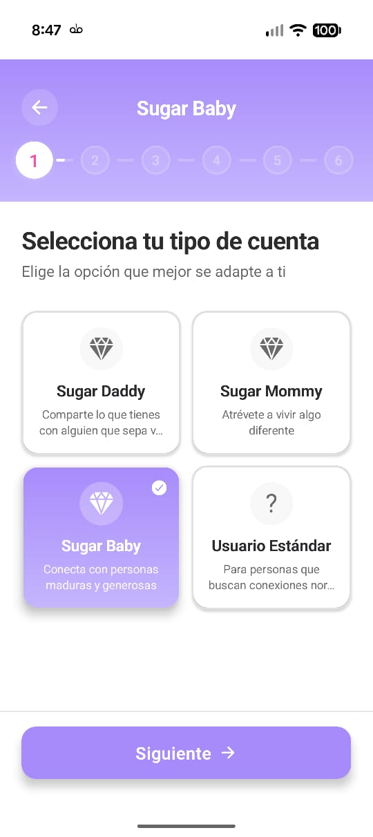 Sugar Baby - Onboarding