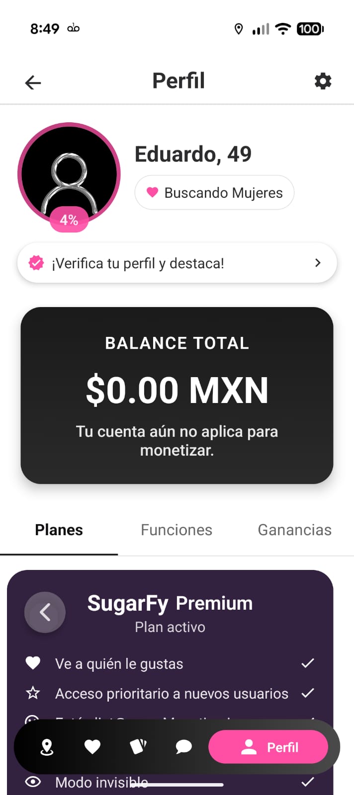 Perfil - Planes Premium